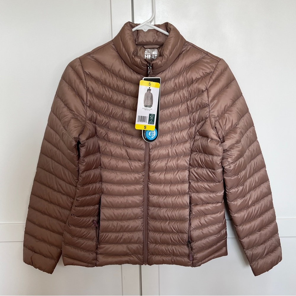 32 Degrees Heat Women’s Ultra Light Down Jacket in Metallic Taupe